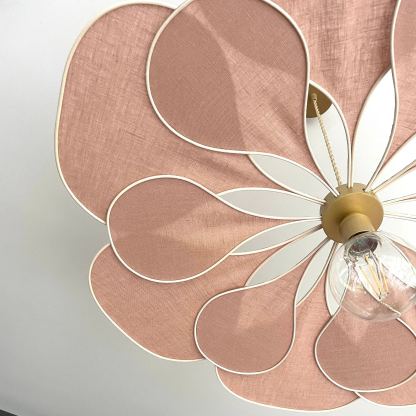 Flower suspension 14 petals linen and rattan - linen and rattan flower chandelier-labpiecesign