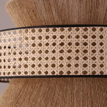 Wabi-sabi style chandelier Japanese style rattan weaving retro hemp rope pendant lamp-labpiecesign