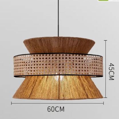 Wabi-sabi style chandelier Japanese style rattan weaving retro hemp rope pendant lamp-labpiecesign