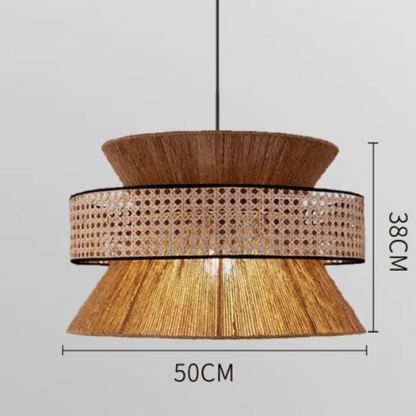 Wabi-sabi style chandelier Japanese style rattan weaving retro hemp rope pendant lamp-labpiecesign