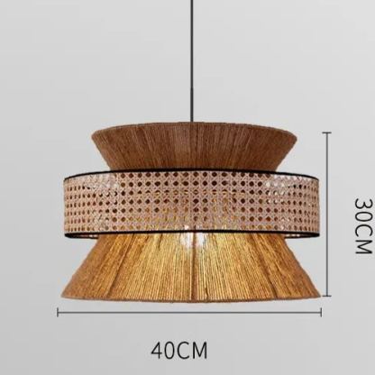 Wabi-sabi style chandelier Japanese style rattan weaving retro hemp rope pendant lamp-labpiecesign