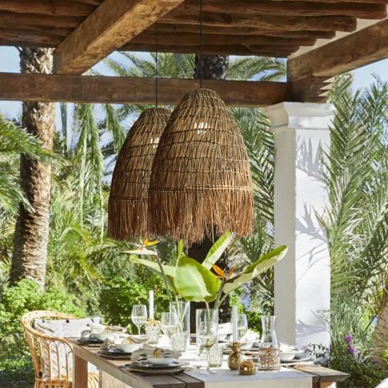 Wabi-sabi style art straw pendant light-labpiecesign