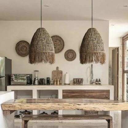 Wabi-sabi style art straw pendant light-labpiecesign