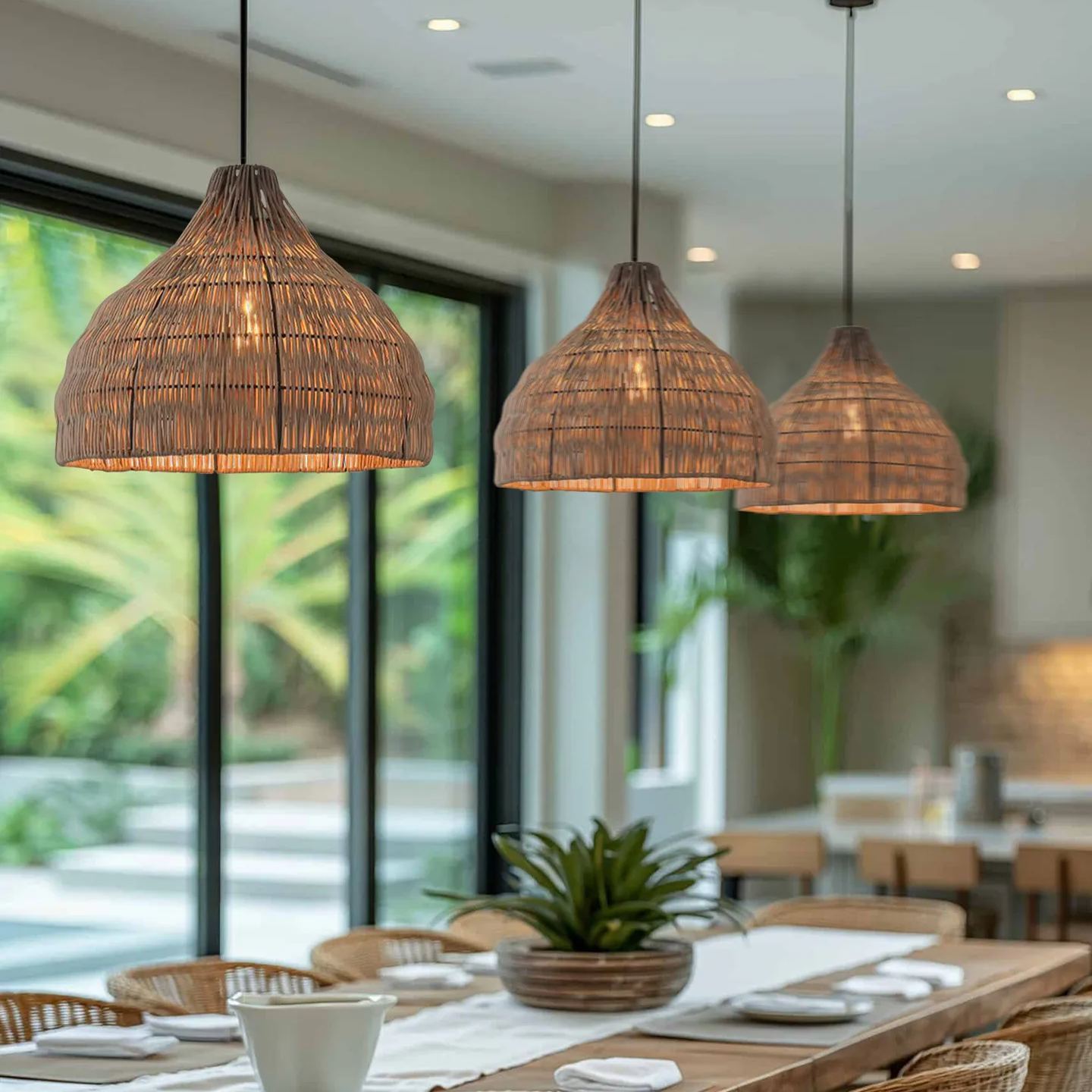 Boho Style Rattan pendant light for restaurant-labpiecesign