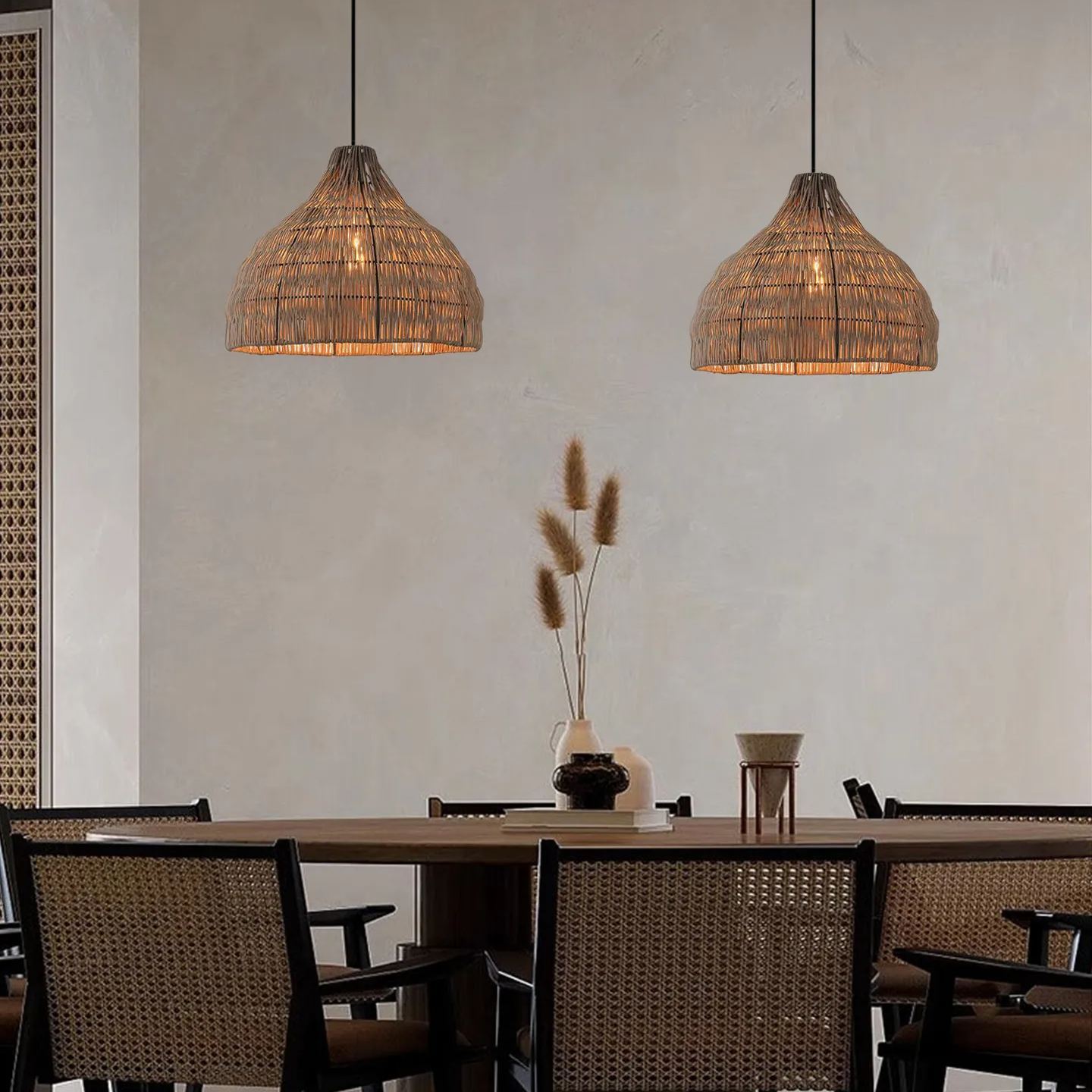Boho Style Rattan pendant light for restaurant-labpiecesign