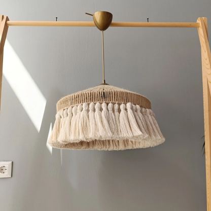 Boho rope-wrapped tasseled chandelier-labpiecesign