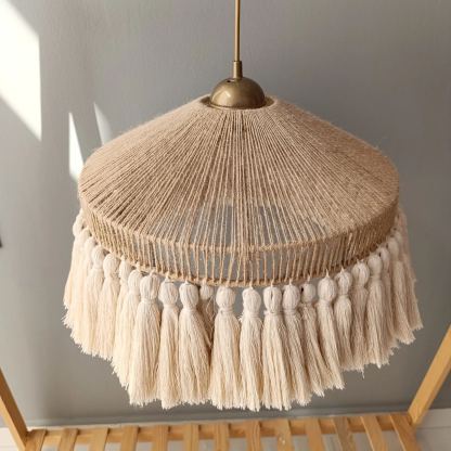 Boho rope-wrapped tasseled chandelier-labpiecesign