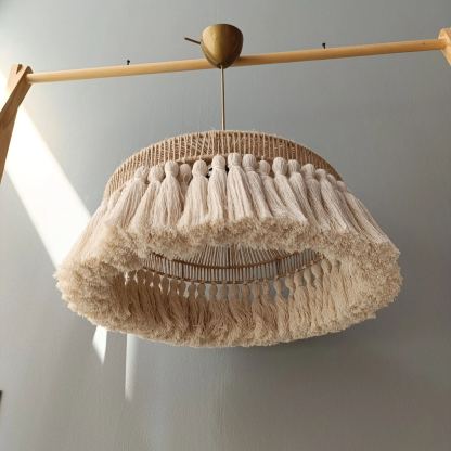 Boho rope-wrapped tasseled chandelier-labpiecesign