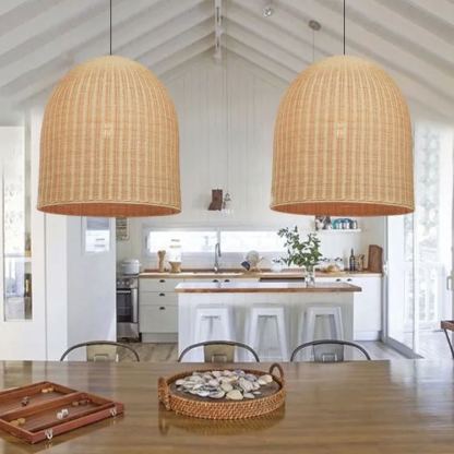 Wabi-sabi style living room chandelier rattan hand-woven pendant light-labpiecesign