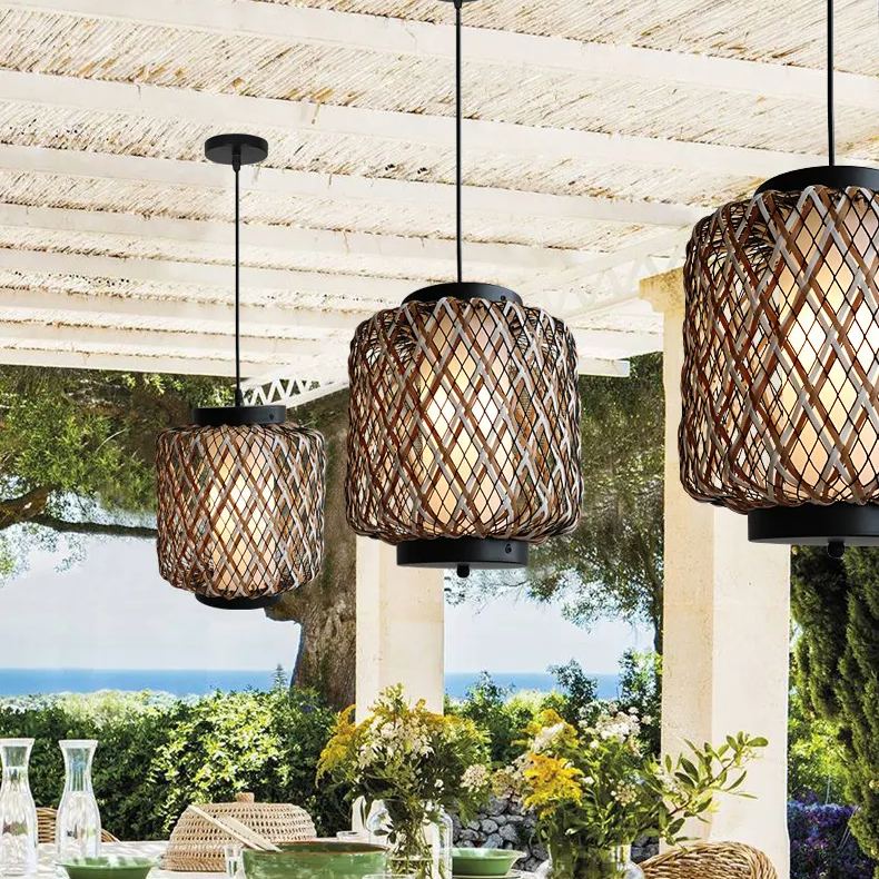 Black and white lantern modern pendant light