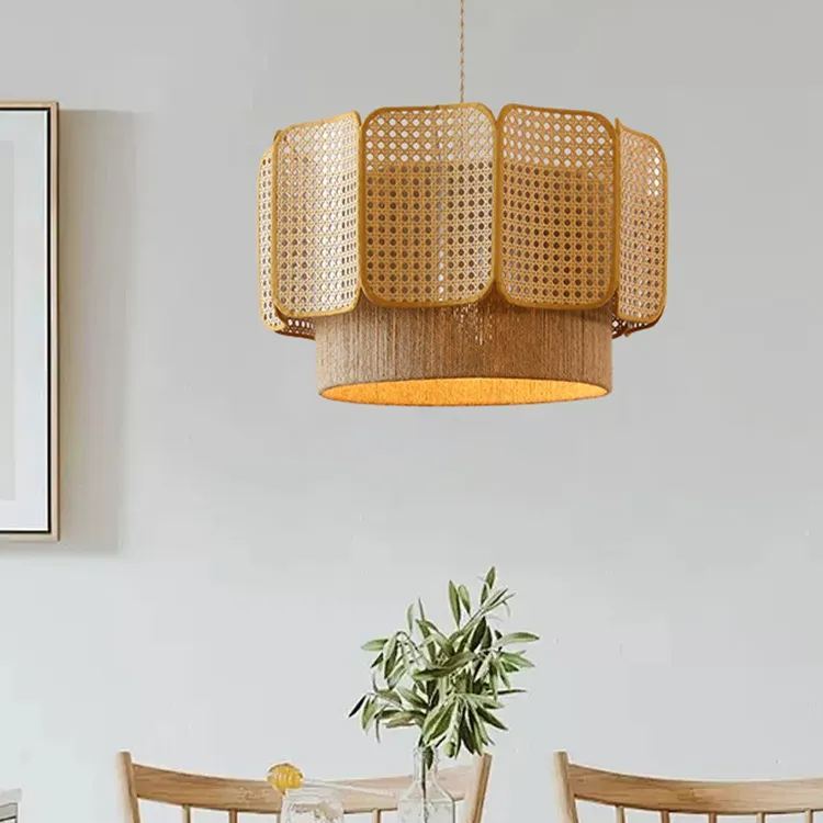 Japanese style wabi-sabi style chandelier retro hemp rope woven chandelier-labpiecesign
