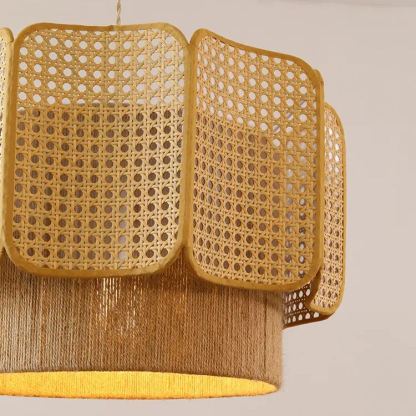 Japanese style wabi-sabi style chandelier retro hemp rope woven chandelier-labpiecesign