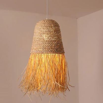 Pastoral style creative raffia straw hanging light shade-labpiecesign