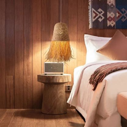 Pastoral style creative raffia straw hanging light shade-labpiecesign