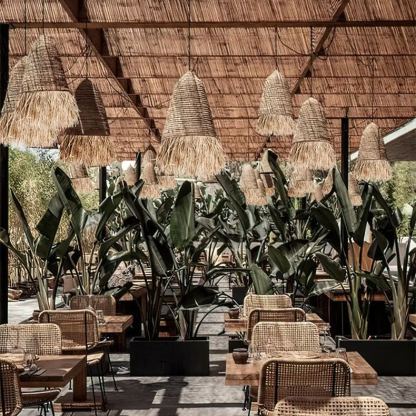 Pastoral style creative raffia straw hanging light shade-labpiecesign