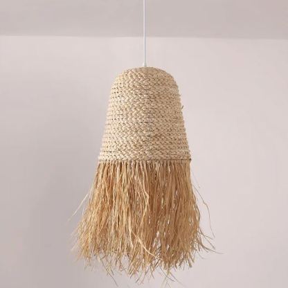 Pastoral style creative raffia straw hanging light shade-labpiecesign