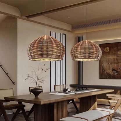 Vintage Southeast Asian Handmade Rattan pendant light-labpiecesign