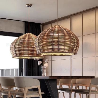 Vintage Southeast Asian Handmade Rattan pendant light-labpiecesign