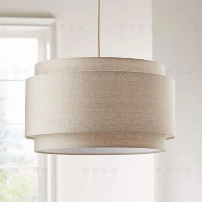 Avery Natural Linen Double Drum Pendant Light-labpiecesign