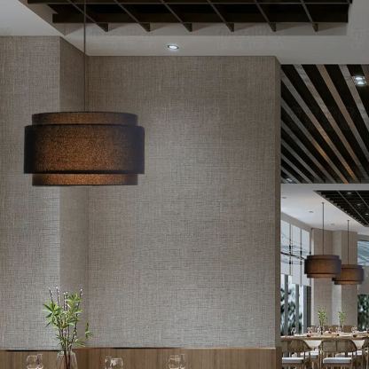 Avery Natural Linen Double Drum Pendant Light-labpiecesign
