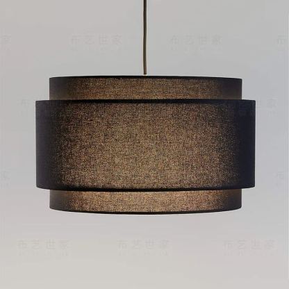Avery Natural Linen Double Drum Pendant Light-labpiecesign