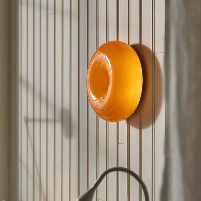 Medieval style donut wall lamp Touch control Orange Bauhaus bedside lamp-labpiecesign