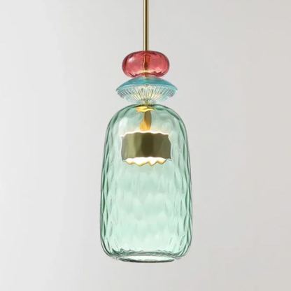 VINTAGE COLORED GLASS PENDANT LIGHT 