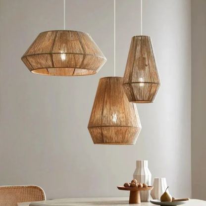 Wabi-sabi Japanese style hemp rope woven pendant light