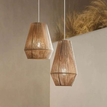 Wabi-sabi Japanese style hemp rope woven pendant light