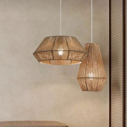 Wabi-sabi Japanese style hemp rope woven pendant light