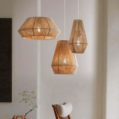 Wabi-sabi Japanese style hemp rope woven pendant light
