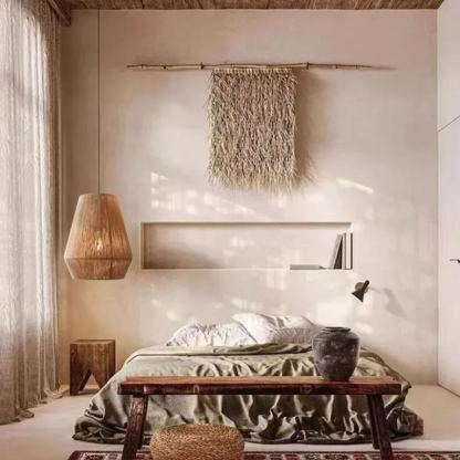 Wabi-sabi Japanese style hemp rope woven pendant light