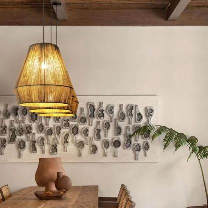 Wabi-sabi Japanese style hemp rope woven pendant light