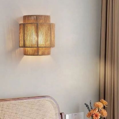 Japanese-style wall lamp Wabi-sabi style retro hemp rope wall lamp