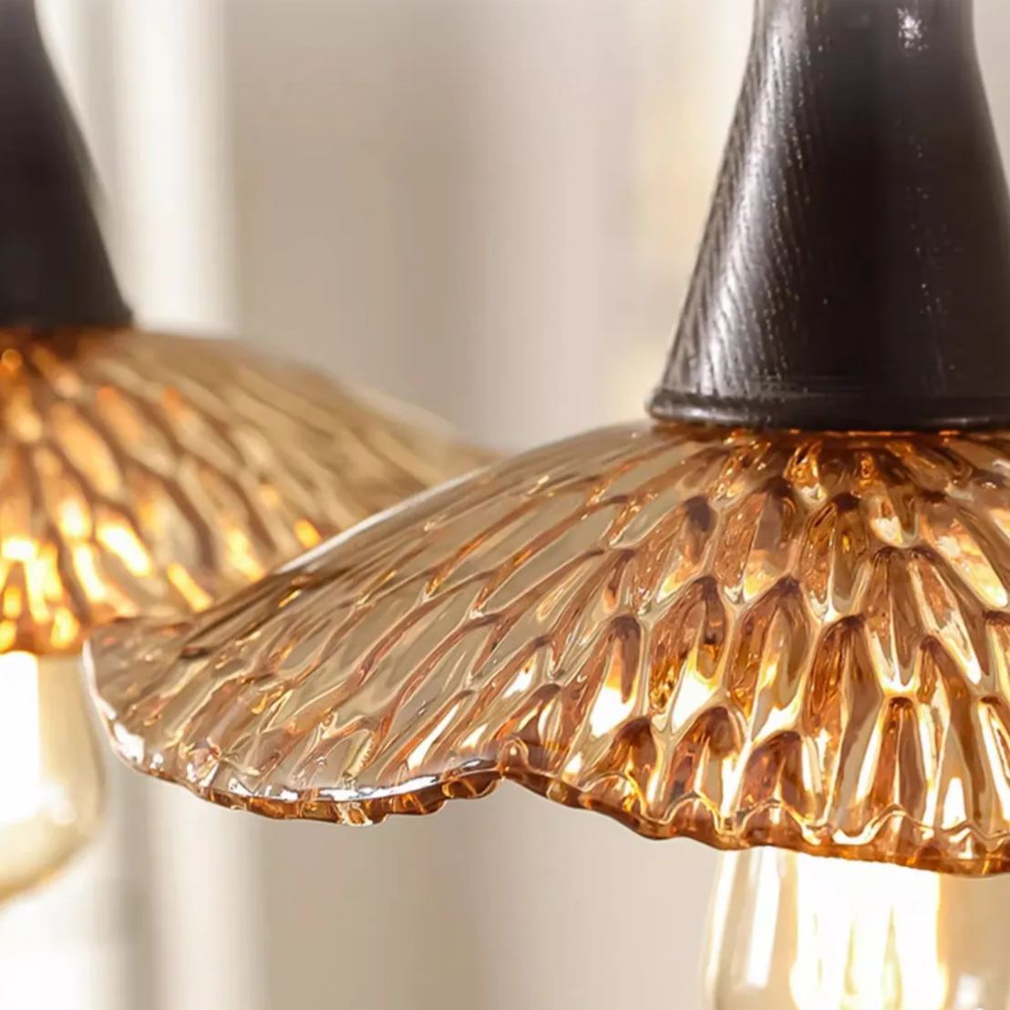 [Copy]Japanese designer medieval style dining table lamp three-head lotus glass lamp