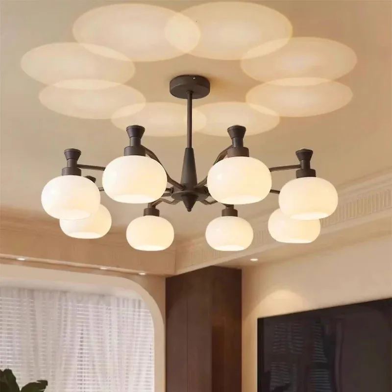 [Copy]Medieval Ball Glass Iron Brown Living Room Chandelier