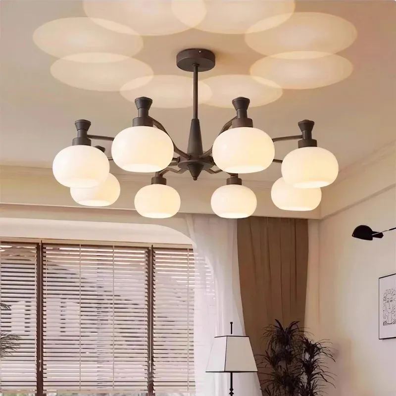 [Copy]Medieval Ball Glass Iron Brown Living Room Chandelier