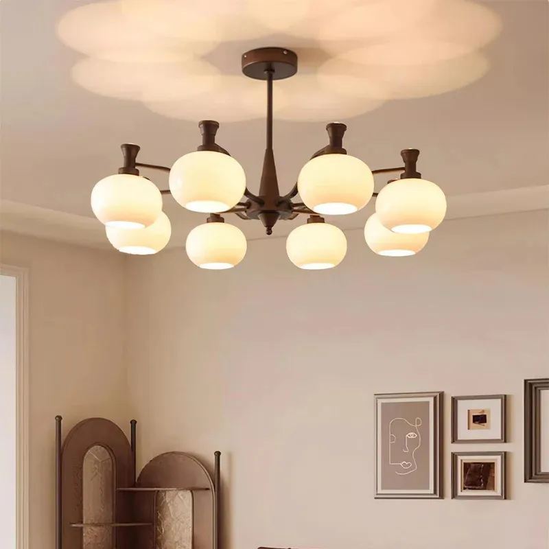 [Copy]Medieval Ball Glass Iron Brown Living Room Chandelier