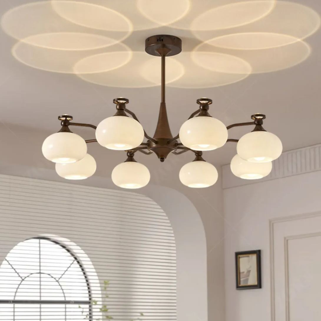 [Copy]Medieval Ball Glass Iron Brown Living Room Chandelier