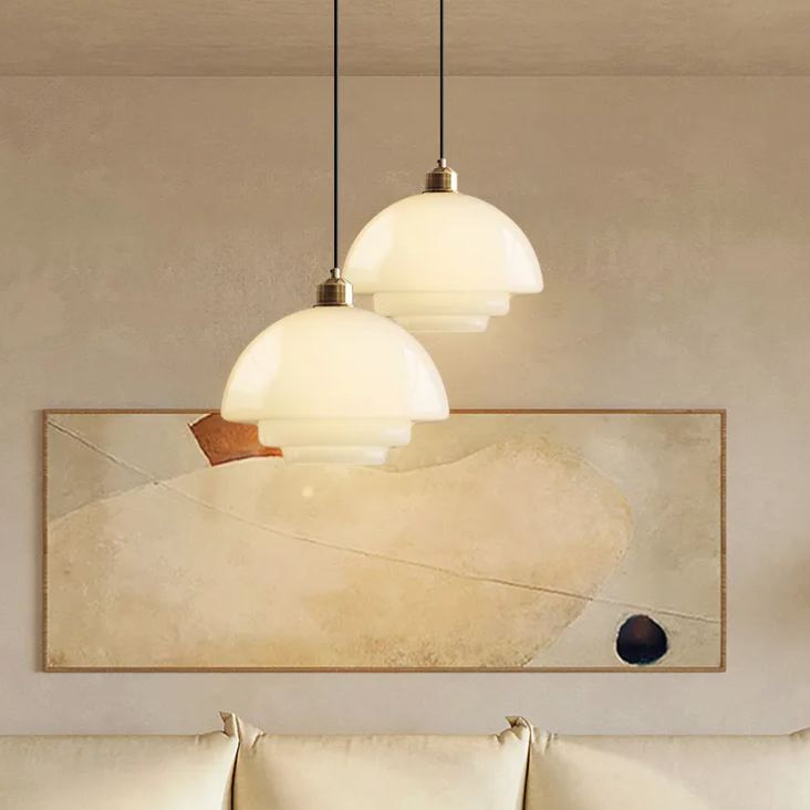 Mid Century Art Milk White Glass Pendant Light