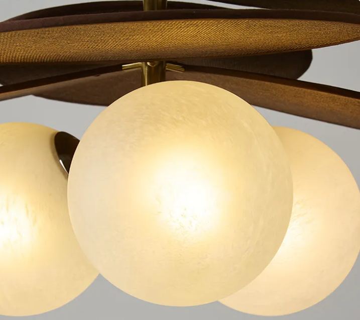 French Vintage Style Raffia Rattan Woven Dining Room Chandelier