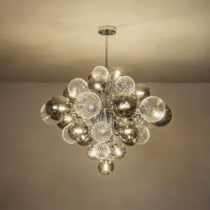 Nordic Luxury Glass Bubble Chandelier Simple High-end Copper Metal Chandelier-labpiecesign