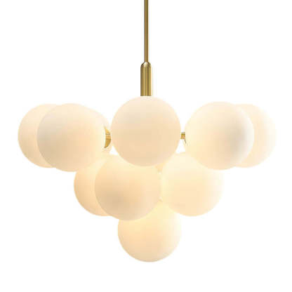 Milky Glass Cluster Ribbed Glass Bubble Chandelier-labpiecesign