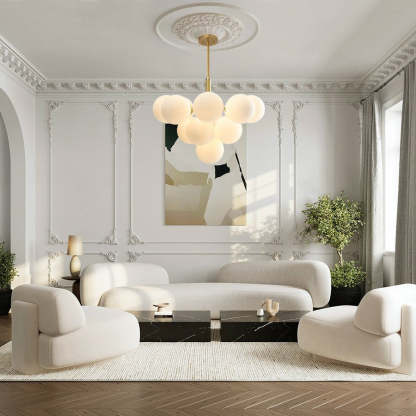 Milky Glass Cluster Ribbed Glass Bubble Chandelier-labpiecesign