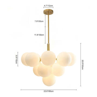 Milky Glass Cluster Ribbed Glass Bubble Chandelier-labpiecesign