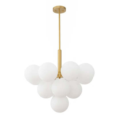 Milky Glass Cluster Ribbed Glass Bubble Chandelier-labpiecesign