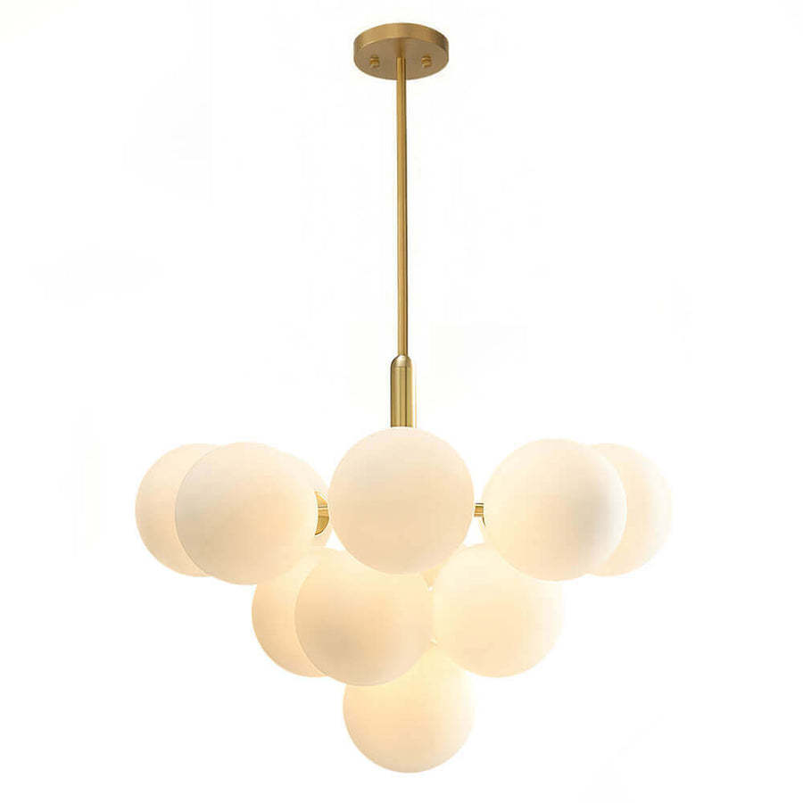 Milky Glass Cluster Ribbed Glass Bubble Chandelier