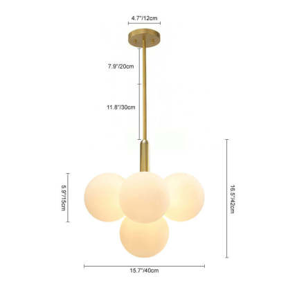 Milky Glass Cluster Ribbed Glass Bubble Chandelier-labpiecesign