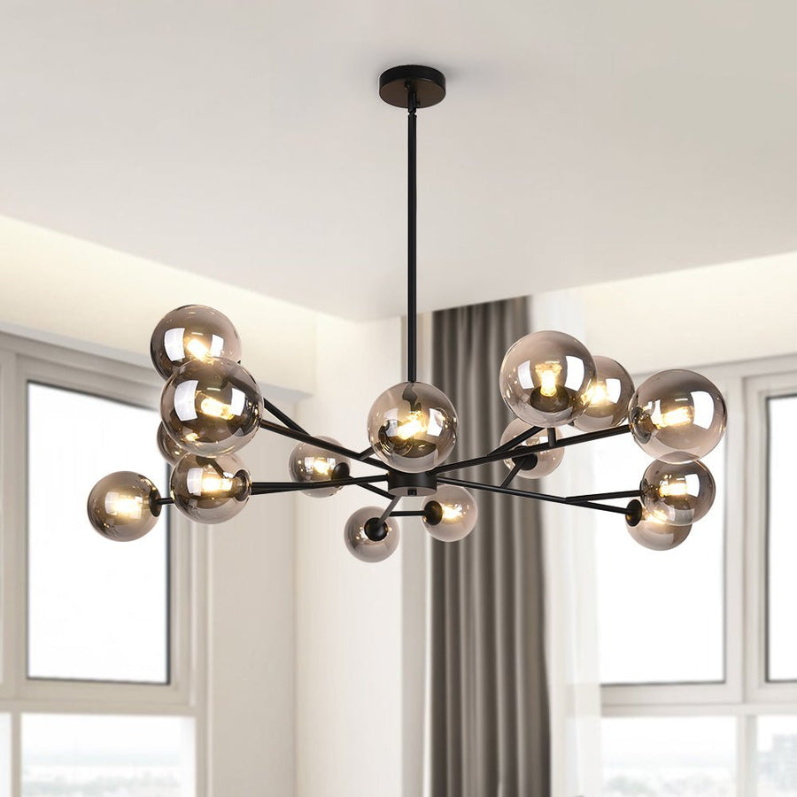 Modern Glass Cluster Ribbed Glass Bubble Chandelier