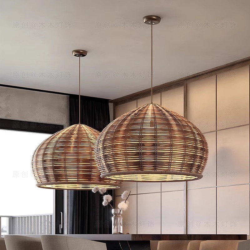 Vintage Southeast Asian Handmade Rattan pendant light-labpiecesign